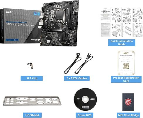 اللوحة الأم MSI PRO H610M-G DDR4 (الجيل 12/13/14 من Intel Core، مقبس LGA 1700، DDR4، PCIe 4، SATA 6 جيجابت/ثانية، 1 جيجابت في الثانية LAN، فتحات M.2، USB 3.2، mATX) (متجدد) in Kuwait