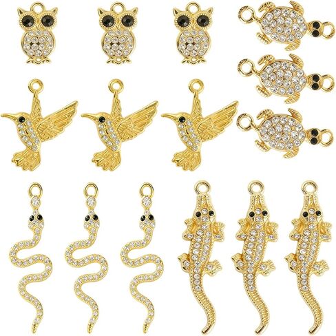 stino Cross Charms for Jewelry Making, 14K Gold Plated, 36 Pieces Rhinestone Crystal Religious Pendants, 9 Decorative Styles, 1.5-2.6cm Length in Saudi Arabia