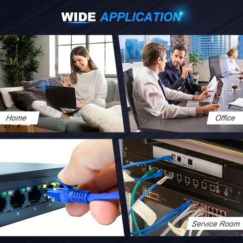 كابل إيثرنت Cat6، 10 عبوات بطول 6 أقدام باللون الأسود، كابل Cat 6 RJ45، LAN، 24AWG UTP، شبكة، رقعة، كابل إنترنت (6 أقدام، 10 حزم) in Kuwait