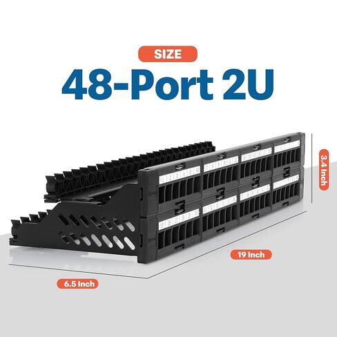 Everest Media Solutions Bundle – 2 Items: 48-Port Keystone Patch Panel + 50 Pack of RJ45 CAT6A Keystone Jacks - Green in Kuwait