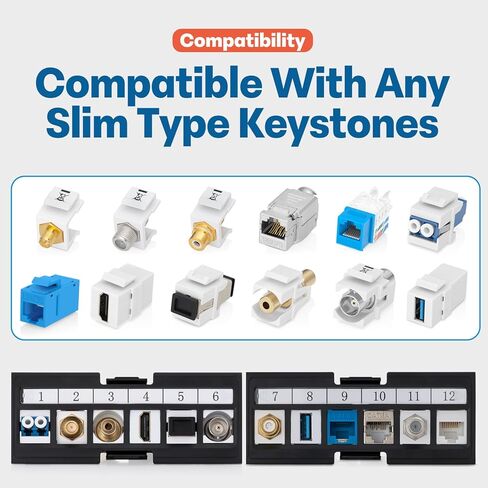 Everest Media Solutions Bundle – 2 Items: 48-Port Keystone Patch Panel + 50 Pack of RJ45 CAT6A Keystone Jacks - Green in Kuwait