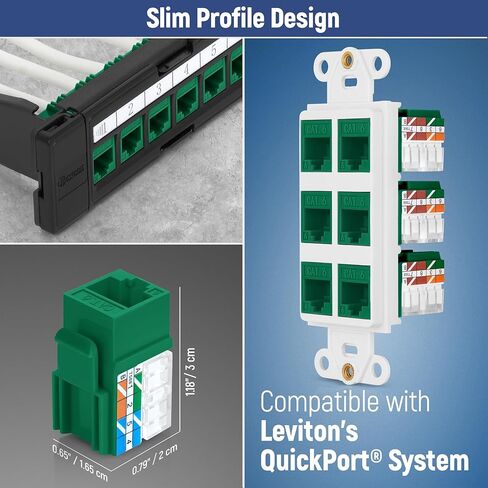 Everest Media Solutions Bundle – 2 Items: 48-Port Keystone Patch Panel + 50 Pack of RJ45 CAT6A Keystone Jacks - Green in Kuwait