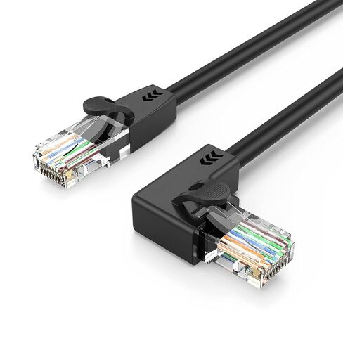 CAT6 Ethernet Patch Cable RJ45 LAN Cable Gigabit Network Cord 90 Degree Right Angled, Bandwidth up to 250MHz 1Gbps for Mac, PC, Router, Modem, Printer, PS4, PS3-3.3 Feet, Black in Saudi Arabia