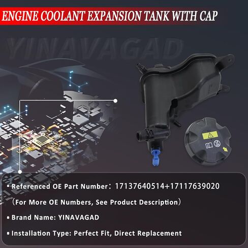Engine Coolant Reservoir Tank & Sensor & Cap Repalces 17137567462 17137607482 17137640514 603-334, for BMW 118i 120i 125i 130i 135i 323i 325i 325xi 328i 328xi 330i 330xi 335i 335xi X1 Z4 in Saudi Arabia