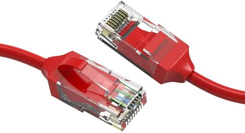كابل شبكة إيثرنت رفيع بطول 2 قدم Cat.6 28AWG، أحمر، حزمة واحدة in Kuwait