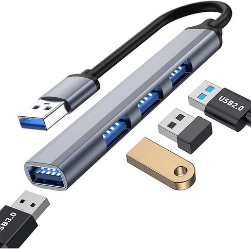 USB Hub 4-Port, USB-A Splitter Adapter for Mouse, Keyboard, Flash Drive, External Hard Drive, Printer, and More, Compact Multi-Port USB Expander for Laptop, Desktop, and Gaming Console in Saudi Arabia