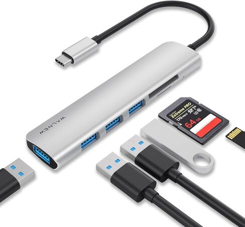 USB C Hub 6-in-1 USB Type C HUB Conversion Adapter with 4 USB 3.0 Ports for High-Speed Data Transfer Type C Hub Compatible with TF Card/SD Card (Silver) in Saudi Arabia