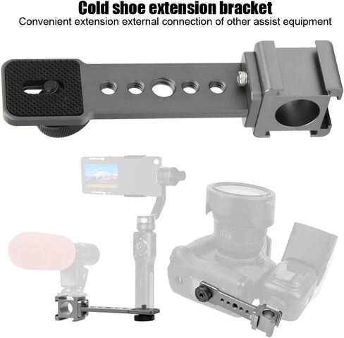 Acouto Cold Shoe Extension Bracket for Stabilizer Cameras - Connect Microphones & Accessories with /4" & 3/8" Screw Holes in Saudi Arabia
