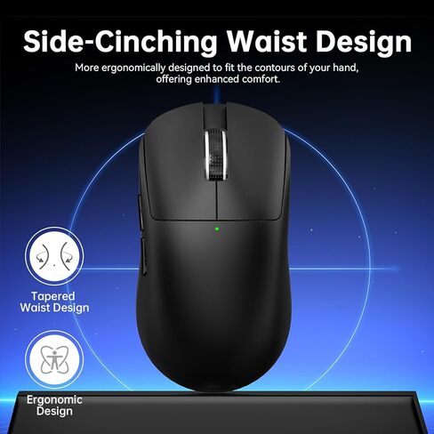 ماوس ألعاب لاسلكي قابل لإعادة الشحن - 10000 نقطة في البوصة قابلة للتعديل، عمر بطارية طويل جدًا 120 ساعة، أوضاع اتصال مزدوجة (BT5.2/3.0 و2.4 جهاز استقبال من النوع C) متوافق مع أجهزة الكمبيوتر الشخصية وأجهزة Mac والكمبيوتر المحمول (أسود) in Kuwait
