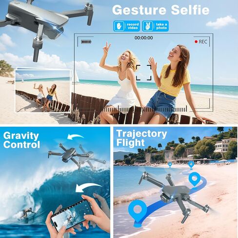 طائرة بدون طيار FPV مع كاميرا 1080P HD - طائرة رباعية المروحية RC قابلة للطي للبالغين والأطفال المبتدئين، التحكم الصوتي، صورة شخصية للإيماءات، وضع مقطوعة الرأس، بطاريتان تدوم 30 دقيقة، حقيبة سفر محمولة، طائرة بدون طيار صديقة للمبتدئين in Kuwait
