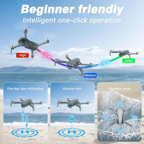 طائرة بدون طيار FPV مع كاميرا 1080P HD - طائرة رباعية المروحية RC قابلة للطي للبالغين والأطفال المبتدئين، التحكم الصوتي، صورة شخصية للإيماءات، وضع مقطوعة الرأس، بطاريتان تدوم 30 دقيقة، حقيبة سفر محمولة، طائرة بدون طيار صديقة للمبتدئين in Kuwait