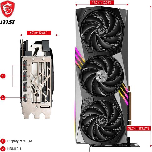 بطاقة رسومات الألعاب MSI GeForce RTX 4080 سعة 16 جيجابايت Gaming X Trio - 16 جيجابايت GDDR6X، 2610 ميجاهرتز، PCI Express Gen 4، 256 بت، 3X DP v 1.4a، HDMI 2.1a (يدعم 4K و8K HDR) in Kuwait