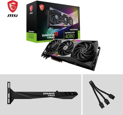 بطاقة رسومات الألعاب MSI GeForce RTX 4080 سعة 16 جيجابايت Gaming X Trio - 16 جيجابايت GDDR6X، 2610 ميجاهرتز، PCI Express Gen 4، 256 بت، 3X DP v 1.4a، HDMI 2.1a (يدعم 4K و8K HDR) in Kuwait