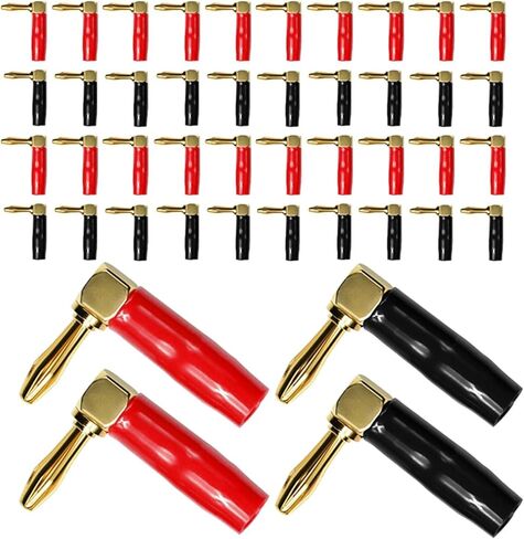 8pcs 90 Degree Right Angle 4mm Banana Connector Gold Plated Audio Speaker Plugs L Type Adapter(Red 8Pcs) in Saudi Arabia