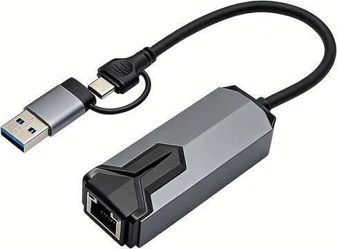 محول فاباتر USB C إلى 2.5 جيجا إيثرنت، 2 في 1 USB 3.0 ومحول شبكة USBC إلى RJ45، محول جيجابت LAN بسرعة 2500 ميجابت في الثانية لأجهزة الكمبيوتر المحمول USBC، التوصيل والتشغيل in Kuwait