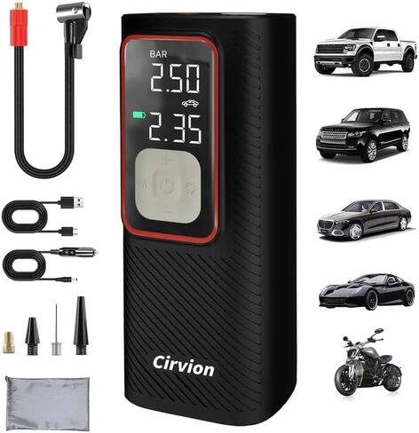 Tire Inflator Portable Air Compressor, 3X Faster 25000mAh 160 PSI Air Pump for Car Tires- Cordless, with Pressure Gauge, LED Light & Digital Display, for Car, Truck, Motor, E-Bike and Bicycle Pro in Saudi Arabia