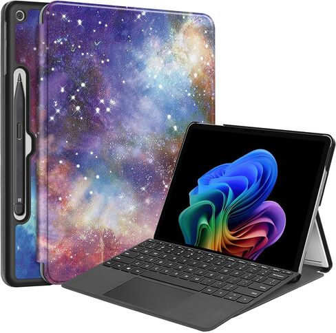 حافظة ذكية لجهاز Microsoft Surface Pro الإصدار الأول مقاس 12 بوصة 2025، غطاء صلب ذو رؤية متعددة الزوايا من Ratesell متوافق مع لوحة المفاتيح وحامل القلم باللون الأسود in Kuwait