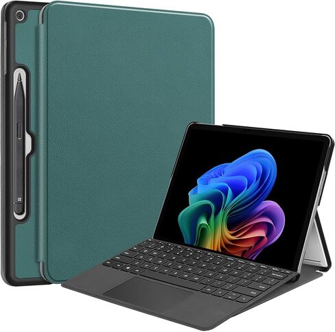 حافظة ذكية لجهاز Microsoft Surface Pro الإصدار الأول مقاس 12 بوصة 2025، غطاء صلب ذو رؤية متعددة الزوايا من Ratesell متوافق مع لوحة المفاتيح وحامل القلم باللون الأسود in Kuwait