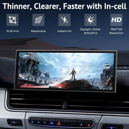شاشة CarPlay لاسلكية مع Net-Flix YouTube، شاشة 1080P HD قابلة للمس مقاس 10.26 بوصة وكاميرا احتياطية AHD، متوافقة مع Apple CarPlay وAndroid Auto، Bluetooth، TF، FM، Siri in Kuwait