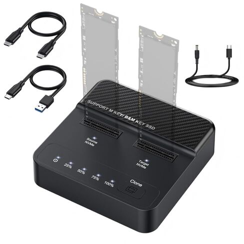 chenyang 2 in 1 M.2 NVME SSD Enclosure,Dual Bay M.2 NVME Dock,USB 3.2 Gen 2X2 20Gbps Clone and Read Support One Cllick Offline Clone in Saudi Arabia