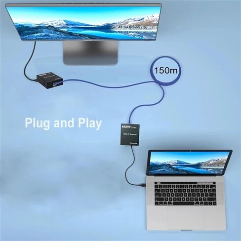 موسع HDMI IP 1080P 150M، عبر شبكة RJ45 إيثرنت Cat6 Cat 6 6a تمديد كابل عبر محول 1 جهاز إرسال إلى جهاز استقبال متعدد مع H.264 لتلفزيون الكمبيوتر المحمول PS4 (TX+RX) in Kuwait