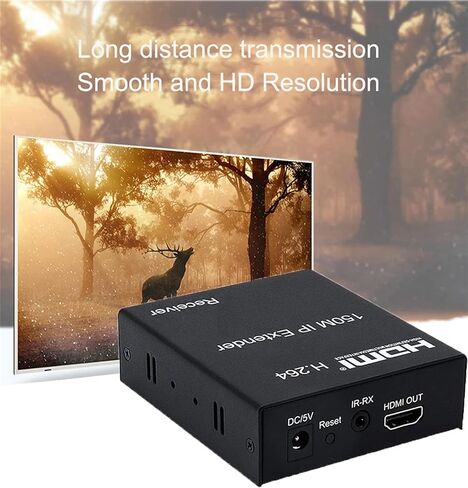 موسع HDMI IP 1080P 150M، عبر شبكة RJ45 إيثرنت Cat6 Cat 6 6a تمديد كابل عبر محول 1 جهاز إرسال إلى جهاز استقبال متعدد مع H.264 لتلفزيون الكمبيوتر المحمول PS4 (TX+RX) in Kuwait