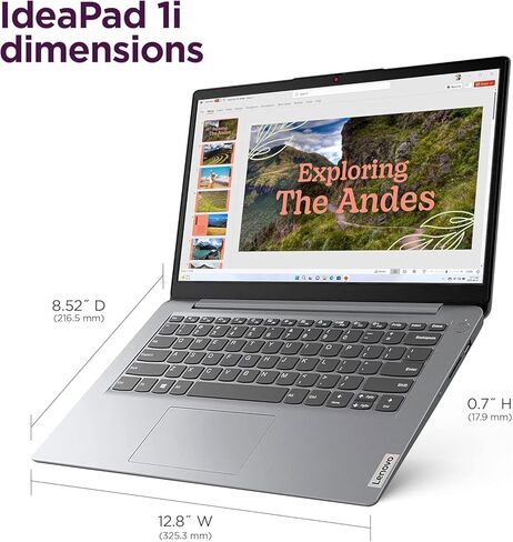 كمبيوتر محمول Lenovo IdeaPad 1i للطلاب، شاشة 14 بوصة عالية الدقة مضادة للتوهج، معالج Intel ثنائي النواة، ذاكرة الوصول العشوائي 12 جيجابايت، 256 جيجابايت SSD + 128 جيجابايت eMMC، رسومات Intel UHD، Wi-Fi، Windows 11 Home، مع مجموعة ملحقات 5ave 6 في 1 in Kuwait