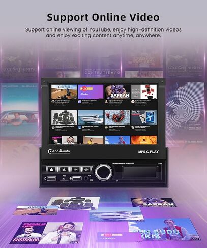 Rimoody Car Stereo Single Din Wireless Carplay Android auto, Electric Flip Out Car Radio with Bluetooth, 7 Inch Touchscreen, EQ, FM, Mirror Link, TF-Card, USB-2 + Rear View Camera in Saudi Arabia