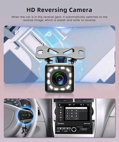 Rimoody Car Stereo Single Din Wireless Carplay Android auto, Electric Flip Out Car Radio with Bluetooth, 7 Inch Touchscreen, EQ, FM, Mirror Link, TF-Card, USB-2 + Rear View Camera in Saudi Arabia