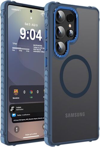 حافظة مغناطيسية قوية من DEERLAMN لهاتف Samsung Galaxy S24 Ultra مقاس 6.8 بوصة، [متوافقة مع Magsafe] [حماية من السقوط من الدرجة العسكرية] غطاء هاتف واقٍ شفاف غير لامع مقاوم للصدمات، برتقالي غابة in Kuwait