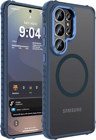 حافظة مغناطيسية قوية من DEERLAMN لهاتف Samsung Galaxy S24 Ultra مقاس 6.8 بوصة، [متوافقة مع Magsafe] [حماية من السقوط من الدرجة العسكرية] غطاء هاتف واقٍ شفاف غير لامع مقاوم للصدمات، برتقالي غابة in Kuwait