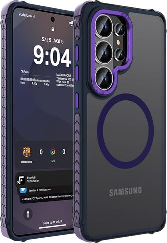 حافظة مغناطيسية قوية من DEERLAMN لهاتف Samsung Galaxy S24 Ultra مقاس 6.8 بوصة، [متوافقة مع Magsafe] [حماية من السقوط من الدرجة العسكرية] غطاء هاتف واقٍ شفاف غير لامع مقاوم للصدمات، برتقالي غابة in Kuwait
