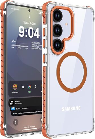 حافظة مغناطيسية قوية من DEERLAMN لهاتف Samsung Galaxy S24 Ultra مقاس 6.8 بوصة، [متوافقة مع Magsafe] [حماية من السقوط من الدرجة العسكرية] غطاء هاتف واقٍ شفاف غير لامع مقاوم للصدمات، برتقالي غابة in Kuwait