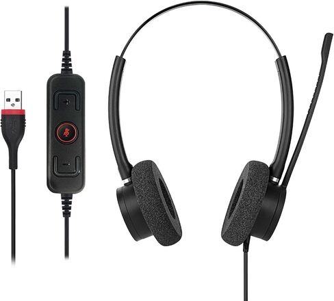 سماعة رأس USB للأعمال من سلسلة Cetus مع ميكروفون، سماعة رأس VoIP سلكية لمركز الاتصال والمكتب والكمبيوتر والهاتف المكتبي، تصميم خفيف الوزن مع عناصر تحكم مضمنة in Saudi Arabia
