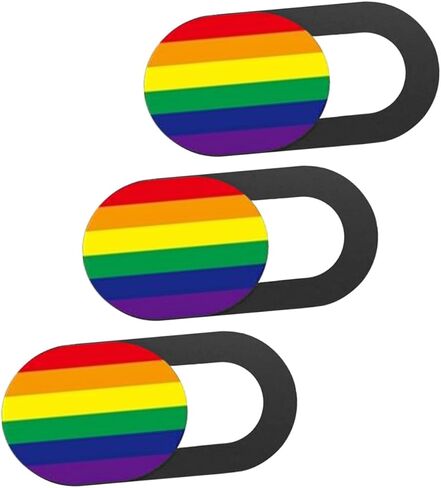 NUOBESTY 3pcs Webcam Cover Set Privacy Sliding Lid for Laptop Tablet and Mobile Devices Easy Installation Peeping Design Striped Rainbow in Saudi Arabia