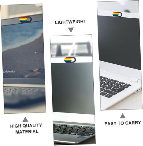NUOBESTY 3pcs Webcam Cover Set Privacy Sliding Lid for Laptop Tablet and Mobile Devices Easy Installation Peeping Design Striped Rainbow in Saudi Arabia