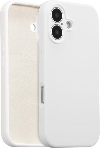 for iPhone 16 Case Silicone,with [Full Camera Protection][Soft Anti-Scratch Microfiber Lining],Liquid Silicone Ultra Slim Shockproof Phone Case for Men Women Girls-White in Saudi Arabia