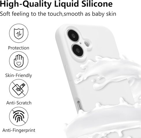 for iPhone 16 Case Silicone,with [Full Camera Protection][Soft Anti-Scratch Microfiber Lining],Liquid Silicone Ultra Slim Shockproof Phone Case for Men Women Girls-White in Saudi Arabia