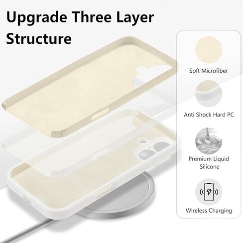 for iPhone 16 Case Silicone,with [Full Camera Protection][Soft Anti-Scratch Microfiber Lining],Liquid Silicone Ultra Slim Shockproof Phone Case for Men Women Girls-White in Saudi Arabia