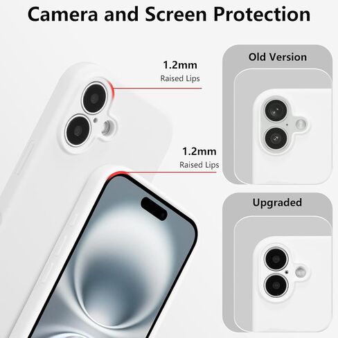 for iPhone 16 Case Silicone,with [Full Camera Protection][Soft Anti-Scratch Microfiber Lining],Liquid Silicone Ultra Slim Shockproof Phone Case for Men Women Girls-White in Saudi Arabia