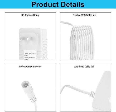 شاحن 18 فولت لشاحن Hunter Douglas PowerView متوافق مع Hunter 2989048000 2002000036 Amigo 7806000000 سلك محول الطاقة (16FT) in Kuwait