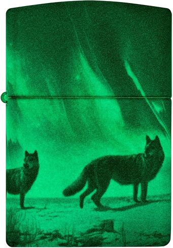 Zippo Lighter: Wolves with Northern Lights, Glow-in-The-Dark - 540 Color 81643 in Saudi Arabia