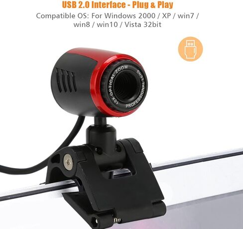 Pilipane دوران 360 درجة للكمبيوتر والكمبيوتر المحمول، وكاميرا ويب USB2 0 HD مع ميكروفون، لـ Skype/MSN in Kuwait