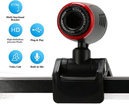 Pilipane دوران 360 درجة للكمبيوتر والكمبيوتر المحمول، وكاميرا ويب USB2 0 HD مع ميكروفون، لـ Skype/MSN in Kuwait