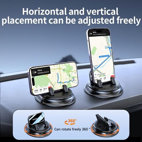 Holidaydeer قابل للدوران 360 درجة، حامل هاتف السيارة، حامل هاتف من السيليكون للوحة قيادة السيارة، حامل الهاتف الخلوي بدون استخدام اليدين للسيارة متوافق مع iPhone 16 15 14 13 12 Pro Max جميع الهواتف الذكية in Kuwait