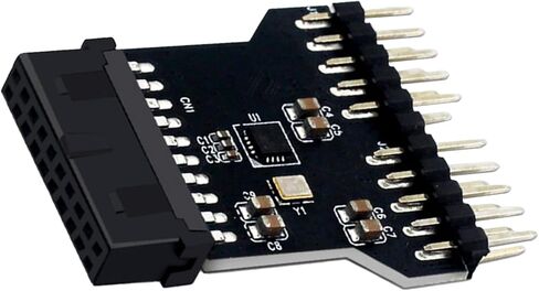 محول USB 3.0 19/20 Pin إلى USB 2.0 مزدوج 9 Pin، محور فاصل توسيع رأس اللوحة الأم، أسود، محول 2 منفذ، نقل بيانات بسرعة 480 ميجابت في الثانية in Kuwait