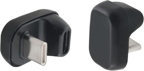 2PCS Male to Female Adaptor 2.0 USB C 180 Angle Adaptor Full Function Mobile Phone Adaptor U Shape Gaming Console Accessories Black in Saudi Arabia
