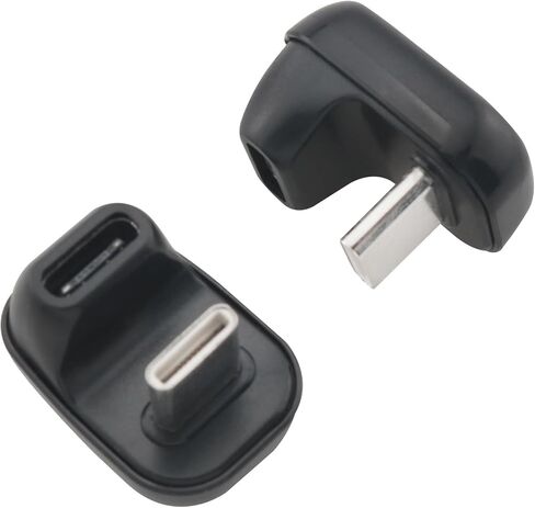 2PCS Male to Female Adaptor 2.0 USB C 180 Angle Adaptor Full Function Mobile Phone Adaptor U Shape Gaming Console Accessories Black in Saudi Arabia