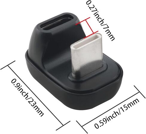 2PCS Male to Female Adaptor 2.0 USB C 180 Angle Adaptor Full Function Mobile Phone Adaptor U Shape Gaming Console Accessories Black in Saudi Arabia