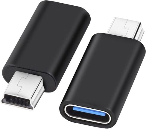 محول USB C إلى Mini USB (2 حزمة)، النوع C (أنثى) إلى Mini USB 2.0 (ذكر) موصل تحويل متوافق مع الكاميرات الرقمية والكمبيوتر ونظام تحديد المواقع in Saudi Arabia